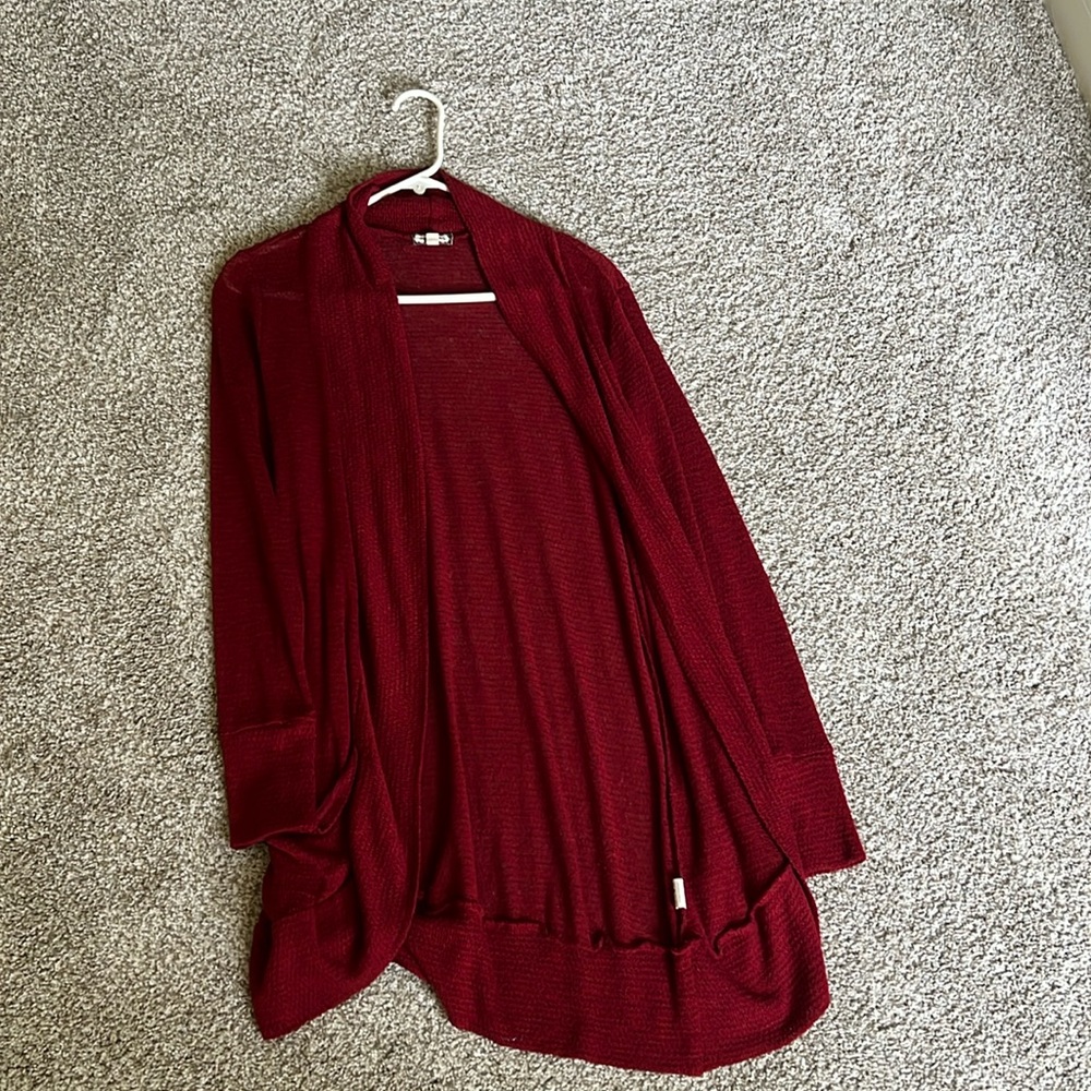 Red cardigan